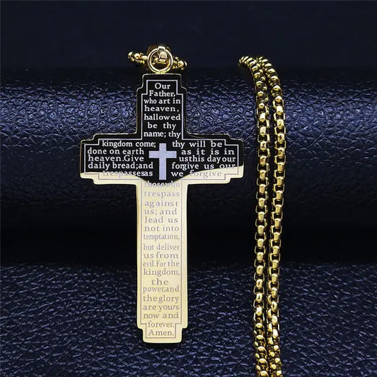 Rostfritt halsband Cross Chain