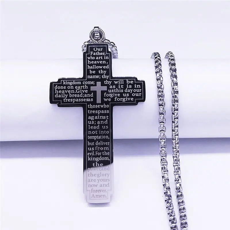 Rostfritt halsband Cross Chain