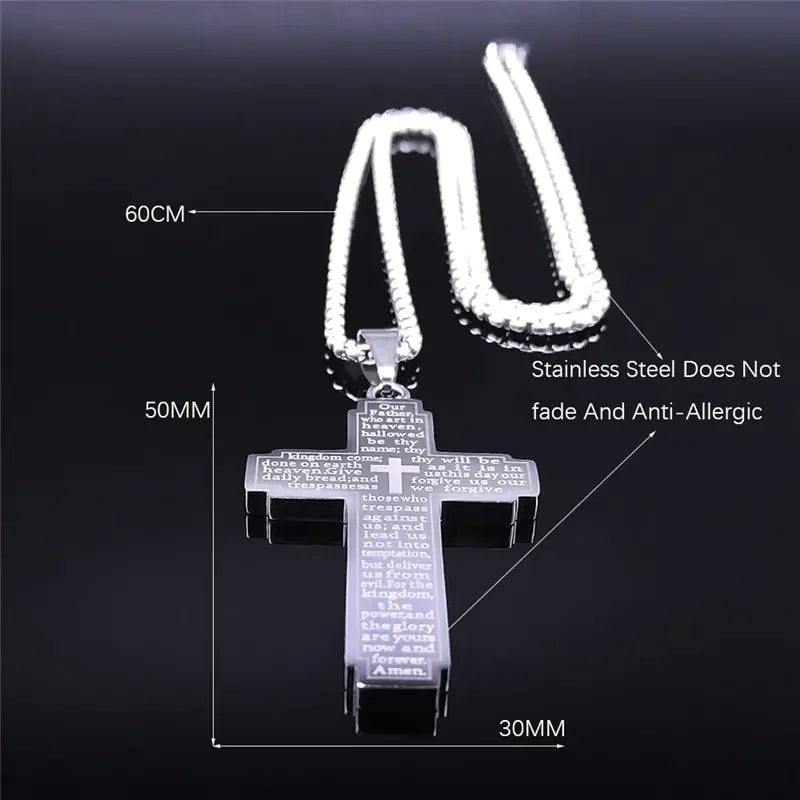 Rostfritt halsband Cross Chain