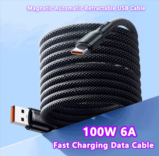 Snabbladdning Magnetisk USB C-kabel 100W 6A