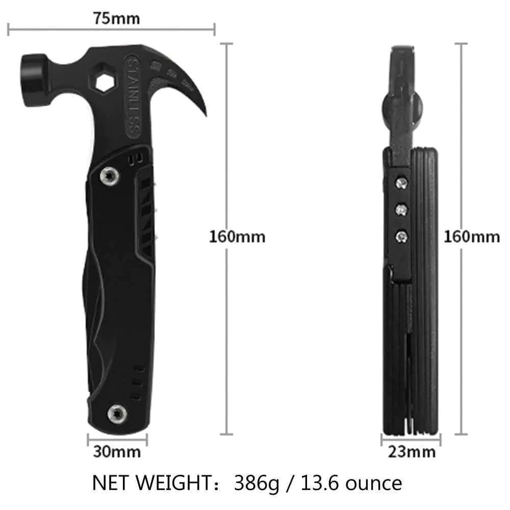 Multifunktionell Survival Hammer i rostfritt stål