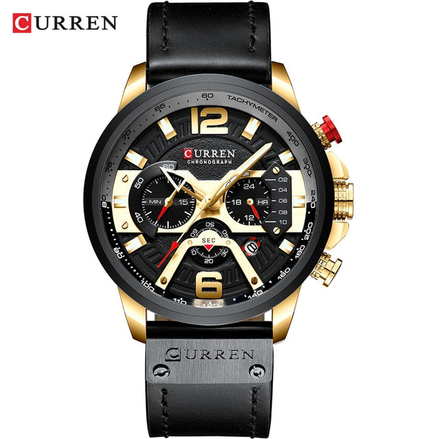 Military Leather Chronograph klocka