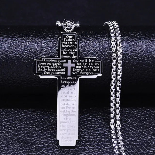 Rostfritt halsband Cross Chain