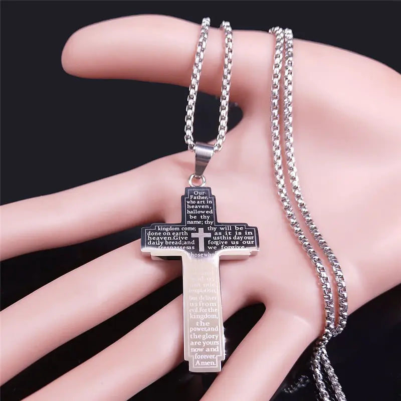 Rostfritt halsband Cross Chain